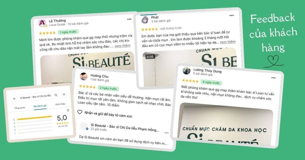 feedback 5 sao trị mụn chuẩn y khoa quận bình tân tại Si Beauté