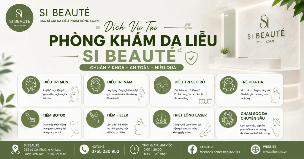 dịch vụ tại phòng khám da liễu quận bình tân si beauté