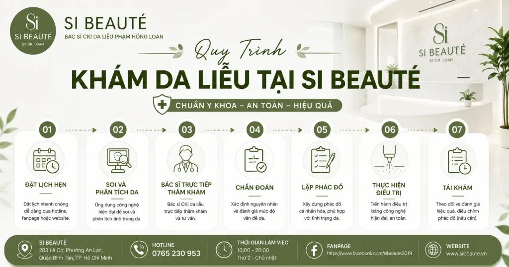 quy trình phòng khám da liễu quận bình tân si beauté