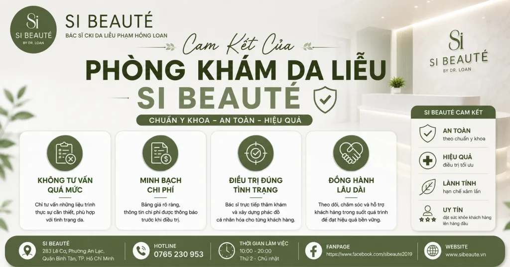 cam kết của phòng khám da liễu quận bình tân si beauté