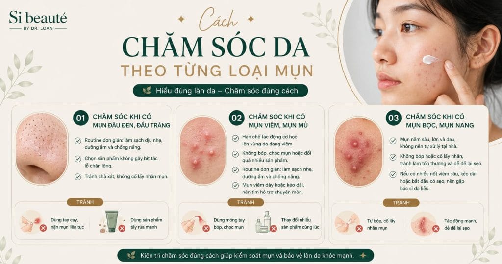 Cách Chăm Sóc Da Theo Từng Loại Mụn