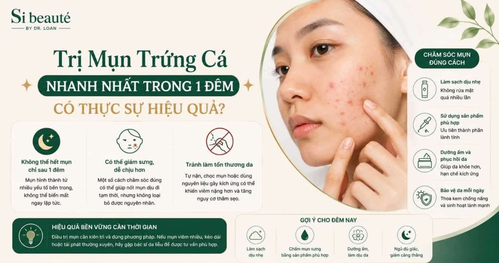 Trị Mụn Trứng Cá Nhanh Nhất Trong 1 Đêm Có Thực Sự Hiệu Quả?
