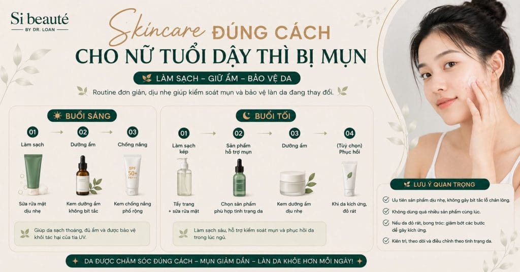 Skincare Đúng Cách Cho Nữ Tuổi Dậy Thì Bị Mụn