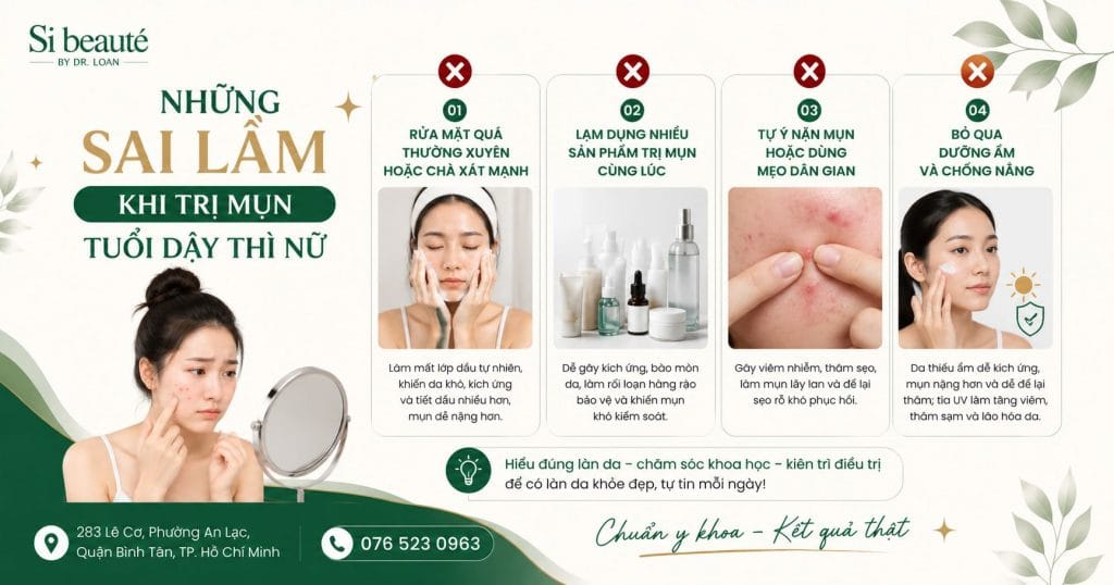Những Sai Lầm Khi Trị Mụn Tuổi Dậy Thì Nữ