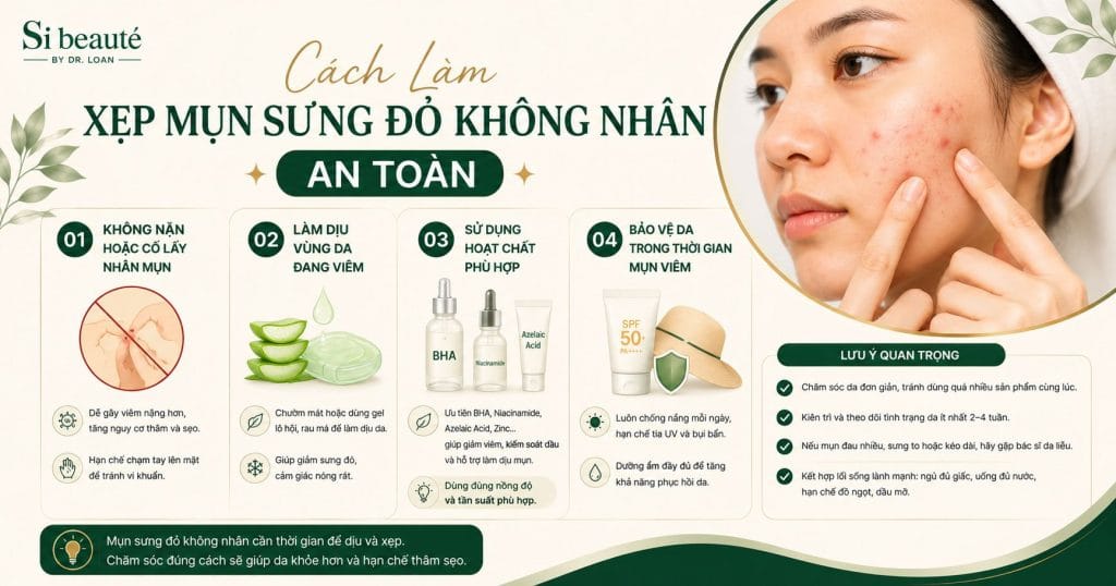 Cách Làm Xẹp Mụn Sưng Đỏ Không Nhân An Toàn