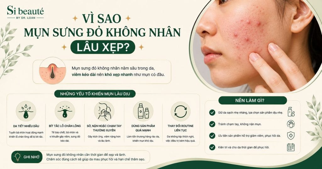 Vì Sao Mụn Sưng Đỏ Không Nhân Lâu Xẹp?