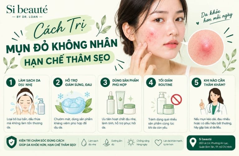 Cách trị mụn đỏ không nhân hạn chế thâm sẹo