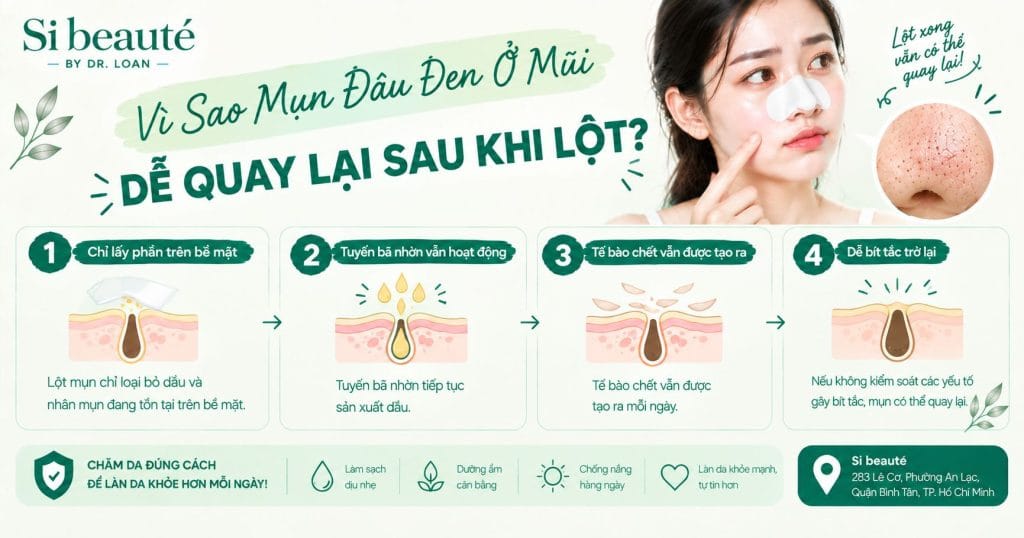 Vì Sao Mụn Đầu Đen Ở Mũi Dễ Quay Lại Sau Khi Lột?
