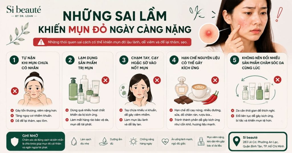 Những Sai Lầm Khiến Mụn Đỏ Ngày Càng Nặng