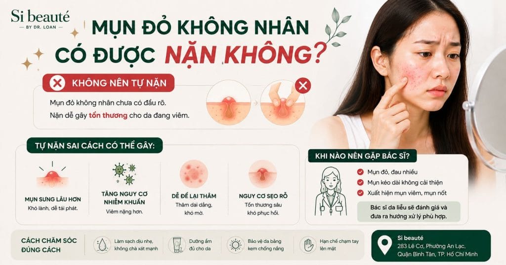 Mụn Đỏ Không Nhân Có Được Nặn Không?
